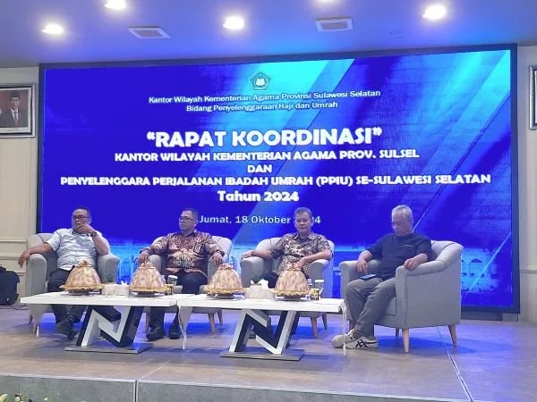 Rakor Bidang Penyelenggaraan Haji dan Umrah (PHU) Kanwil Kementerian Agama Provinsi Sulawesi Selatan dengan PPIU se-Sulsel (Dok : Ist).