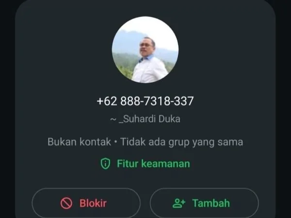 Akun palsu yang mengatasnamakan Gubernur Sulbar (Dok : Ist).