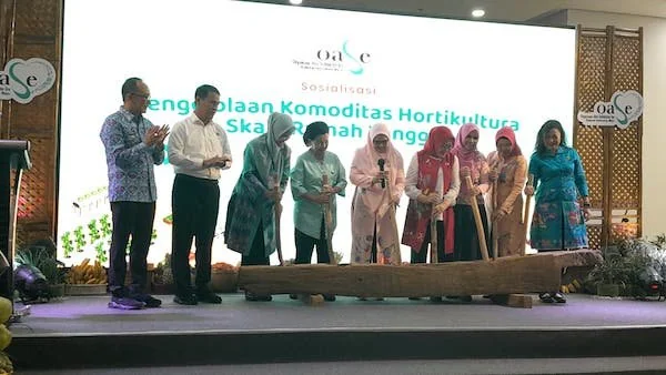 Pj Gubernur Sulsel, Prof Zudan Arif Fakrulloh, Mentan RI, Andi Amran Sulaiman dan Pj TP PKK Sulsel, Ninuk Triyanti pada Pengelolaan Komoditas Hortikultura (Dok: Nofi KabarMakassar)