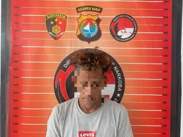Tersangka yang berhasil diamankan personel Ditresnarkoba Polda Sulbar (Dok : ist).