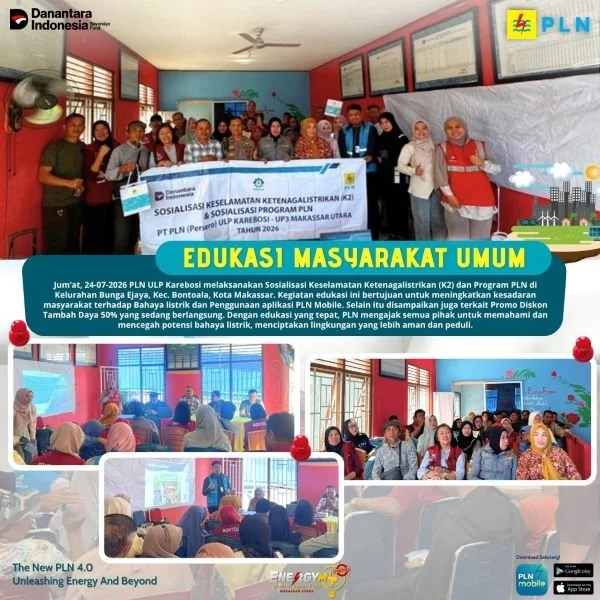 Edukasi Warga Bungaejaya, PLN ULP Karebosi Sosialisasi K3 dan Promo Tambah Daya. (Dok: Ist)