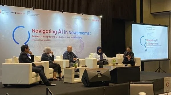 Diskusi Navigating AI in Newsrooms: Research Insights and Media Business Sustainability. (Dok: Ist)