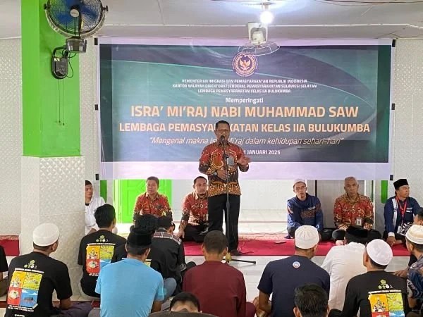 Lapas Kelas IIA Bulukumba menggelar pengajian rutin yang dirangkaikan dengan peringatan Isra Mikraj  (Dok: Ist).