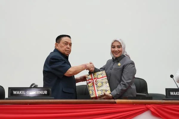 Wagub Sulbar Salim S Mengga saat menyerahkan LKPJ 2024 kepada Wakil Ketua DPRD Sulbar Suraidah Suhardi (dok:Ist)
