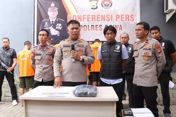 konferensi pers Polres Gowa dalam kasus pengeroyokan dan pembusuran (Dok: Ist)