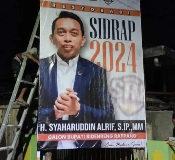 Tampak baliho Bakal calon Bupati Sidenreng Rappang Syahruddin Alrif. (Foto  : ist).