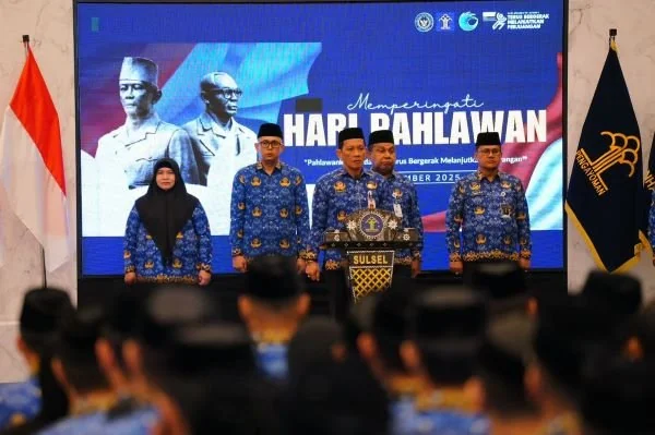 Upacara Peringatan Hari Pahlawan ke-80 Tahun 2025 yang digelar di Aula Pancasila Kanwil Kemenkum Sulsel. Dok. Ist