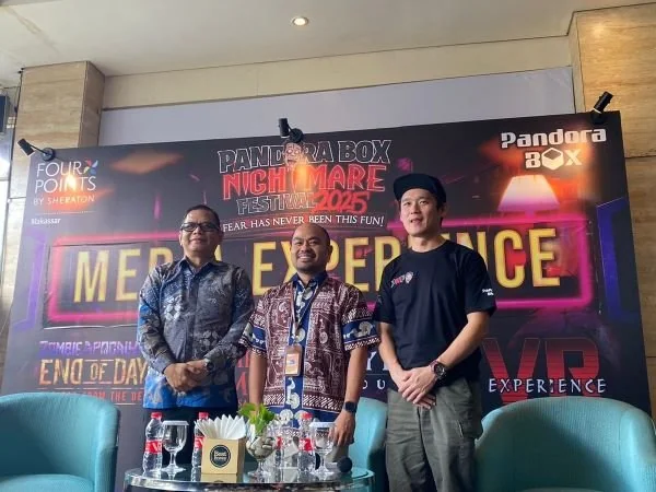 Konferensi pers Pandora Nightmare Festival 2025 di Hotel Four Points by Sheraton Makassar (Dok : Putri KabarMakassar).