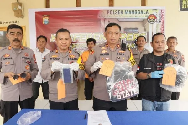 Kapolsek Manggala, Kompol Semuel To'longan saat konferensi pers (Dok : Ist).