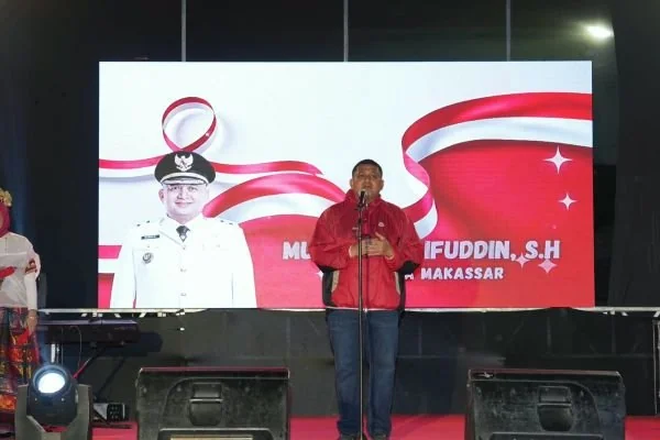 Wali Kota Makassar, Munafri Arifuddin saat memberi sambutan di Pesta Rakyat (Dok: Ist)