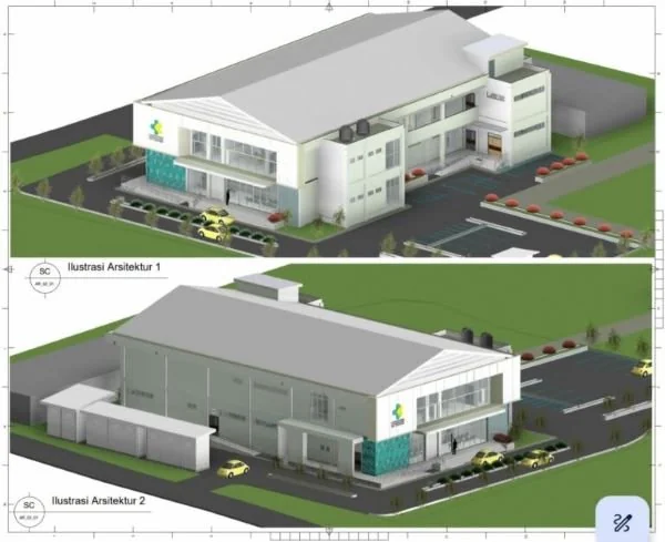 Grand desain Proyek Pembangunan Laboratorium Kesehatan Daerah (Labkesda) Dinkes Jeneponto yang dinilai melewati ambang batas kontrak pekerjaan (Dok : Ist).