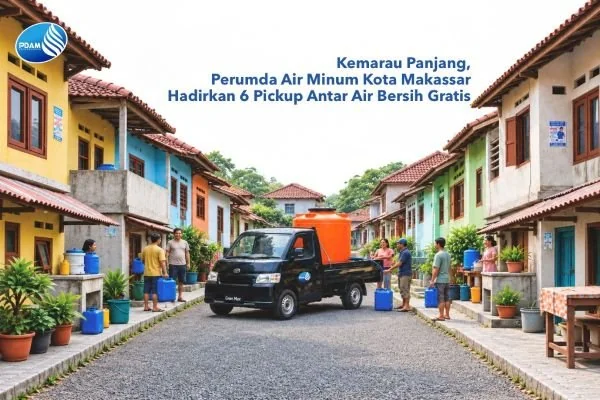 Perumda Air Minum Kota Makassar siapkan enam unit mobil pickup yang dilengkapi tandon  (Dok: Ist)