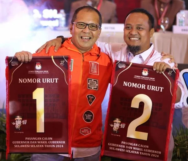 Cagub no urut 1, Danny Pomanto dan Cagub no urut 2, Andi Sudirman (Dok : Ist).