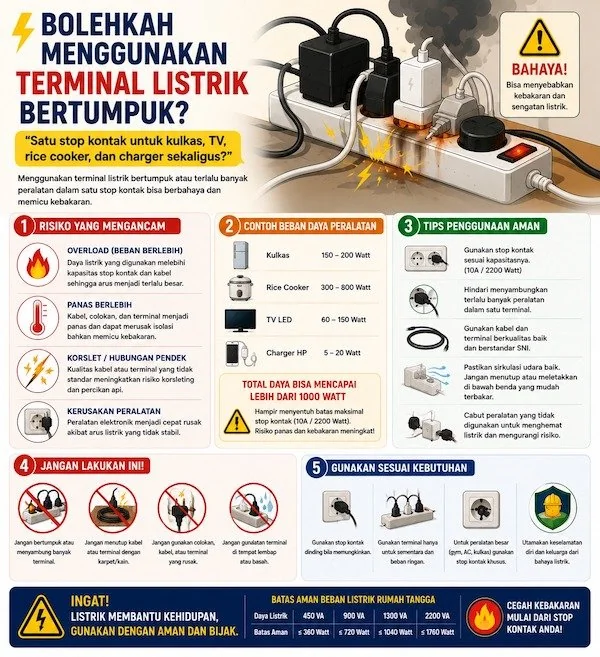 Bolehkah Menggunakan Terminal Listrik Bertumpuk? Kenali Risiko dan Cara Aman Menggunakannya