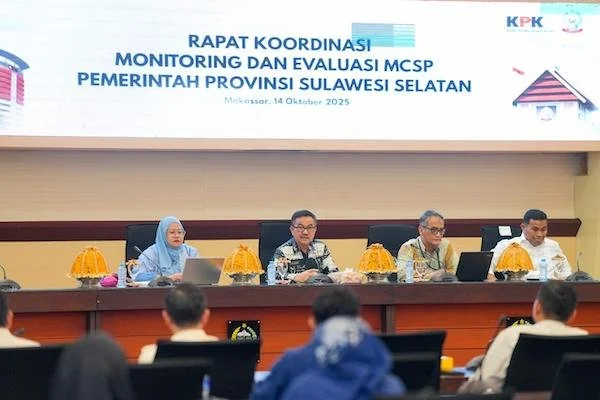 Rakor monev MCSP Pemprov Sulsel bersama Korsup Wilayah IV KPK (dok. Ist)