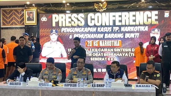 rilis pengungkapan narkotika di sejumlah wilayah di Makassar (Dok: Atri KabarMakassar)
