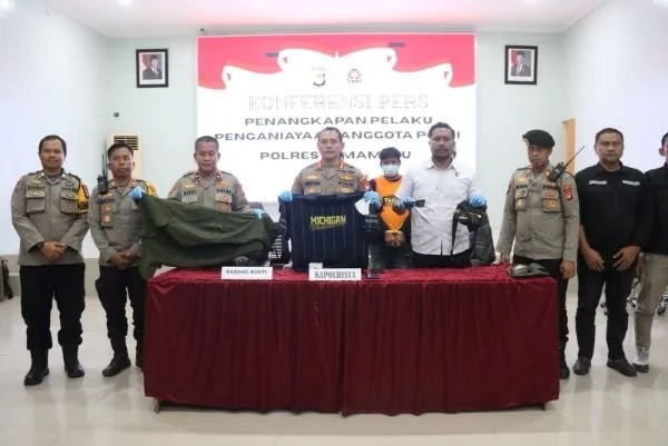 Konferensi pers yang digelar Polresta Mamuju setelah berhasil mengamankan pelaku. (Dok: Ist)