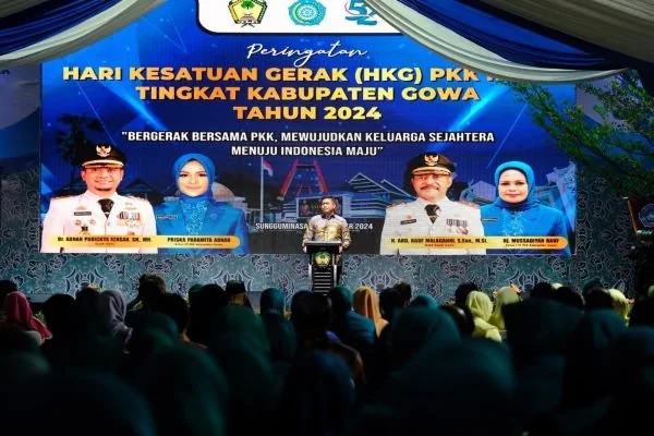 Bupati Gowa, Adnan Purichta Ichsan menghadiri puncak Peringatan Hari Kesatuan Gerak (HKG) PKK Tingkat Kabupaten Gowa ke-52  (Dok: Ist).