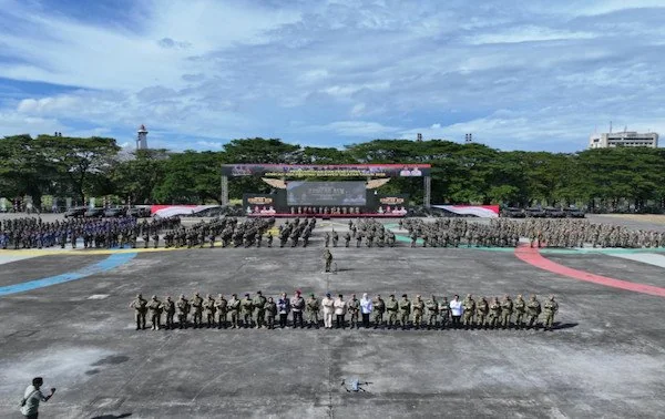 Penetapan dan Pengukuhan 500 Komcad ASN Pemprov Sulsel di Lapangan Karebosi (dok. Ist)
