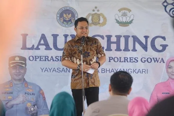 Wakil Bupati Gowa, Darmawangsyah Muin saat Memberikan Sambutan di Peresmian SPPG Kecamatan Bajeng Barat, (Dok: Ist).