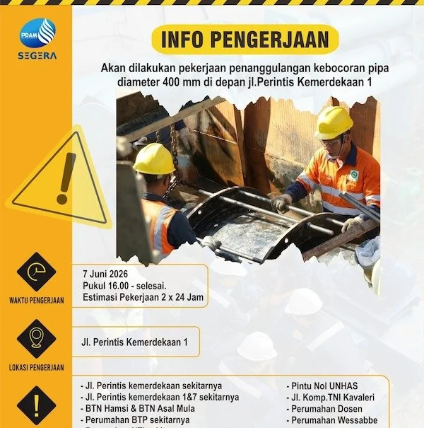Perbaikan Pipah di Perintis Kemerdekaan (Dok: Ist).