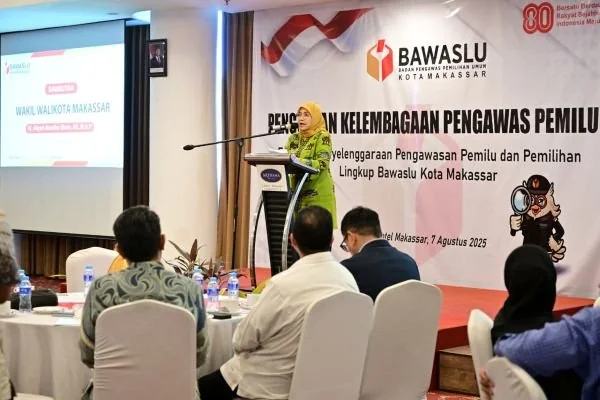 Wakil Wali Kota Makassar, Aliyah Mustika Ilham saat Memberikan Sambutan dalam Agenda Bawaslu Makassar, (Dok: Ist).