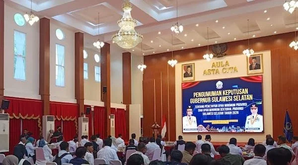 Pengumuman UMP Sulsel 2026 di Baruga Asta Cita Rujab Sulsel (dok. Ist)