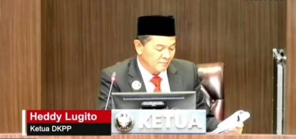 Tangkapan layar daring oleh  Ketua DKPP Heddy Lugito saat vonis pelanggaran kode etik pelanggaran pemilu 2024.