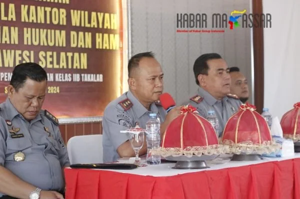 Kalapas Takalar, Mansur saat kegiatan penguatan tugas dan fungsi Pemasyarakatan oleh Kepala Kanwil Kemenkumham Sulsel (Dok : Ist).