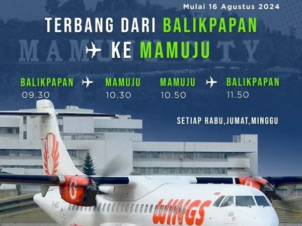 Waktu penerbangan Wings Air Rute Mamuju-Balikpapan (Dok : Ist).