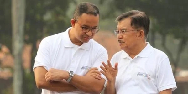 Calon Presiden Anies Baswedan saat berbincang santai bersama mantan Wakil Presiden Jusuf Kalla. Foto Ist