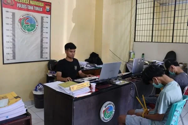 Dua orang terduga pelaku diamankan beserta puluhan sachet narkotika oleh Polres Tana Toraja  (Dok: Ist)