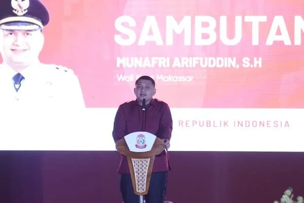 Wali Kota Makassar Munafri Arifuddin saat Memberikan Sambutan di Pesta Rakyat HUT ke-80 RI, (Dok: Ist).