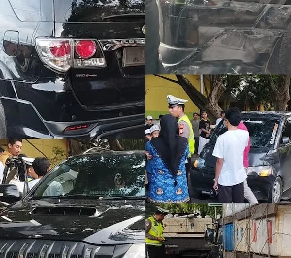 Kondisi Tempat Kejadian Perkaran pasca insiden kecelakaan beruntun terjadi di Jl. Lanto Daeng Pasewang. (Ullah).