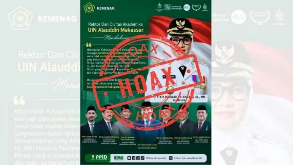 Flyer yang Mencatut Nama Rektor UIN Alauddin Makassar Mendukung Bupati Gowa Husniah Talenrang (Dok: Ist).