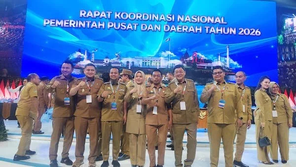 Wali Kota dan Wakil Wali Kota Makassar, Munafri Arifuddin dan Aliyah Mustika Ilham, saat menghadiri Rakornas Pemerintah Pusat dan Daerah Tahun 2026, (Dok: Ist).