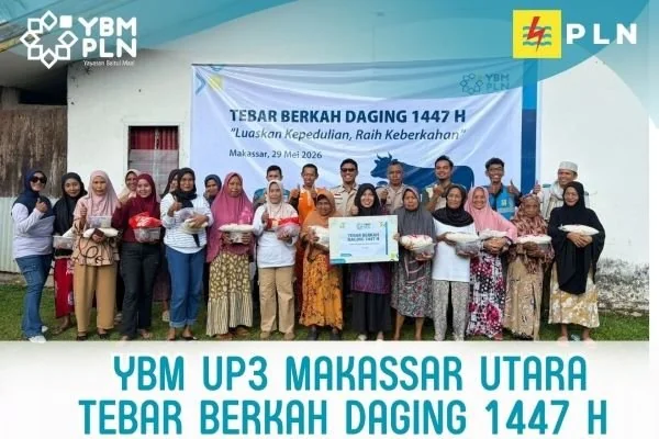 YBM UP3 Makassar Utara berbagi paket daging kurban kepada 150 penerima manfaat. (Dok: Ist)