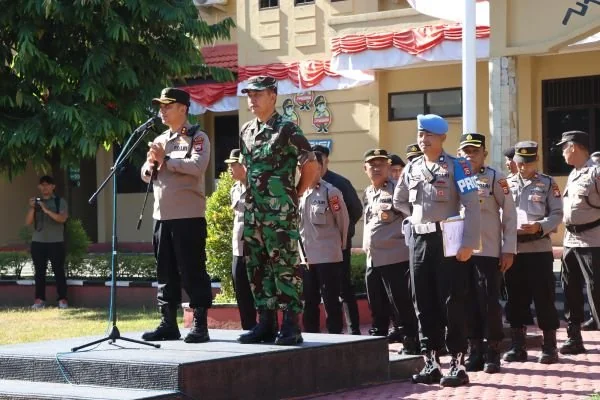 Apel pasukan pengaman aksi unjuk rasa mahasiswa di Maros (Dok: Ist).