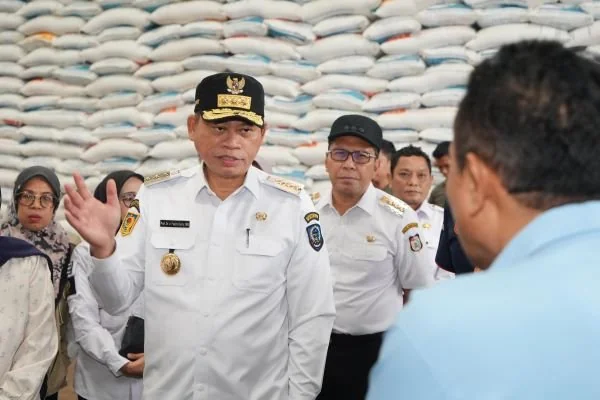 Pj Gubernur Sulsel, Prof Fadjry Djufry di Gudang Bulog Makassar (Dok: Ist).