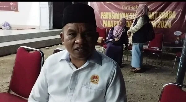 Pj Bupati Jeneponto, Junaedi Bakro saat ditemui di Gudang Logistik KPU (Dok : Ist).