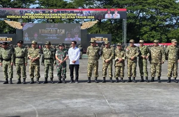 Upacara Penetapan Komponen Cadangan (Komcad) unsur Aparatur Sipil Negara (ASN) Provinsi Sulawesi Selatan Tahun 2026. (Dok: Ist)