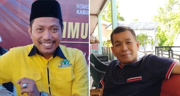 LO DPC Partai Golkar Jeneponto, Sudirman Sappara, Ketua DPC Partai Garuda Jeneponto, Supriadi Tompo. (Foto/Ullah).