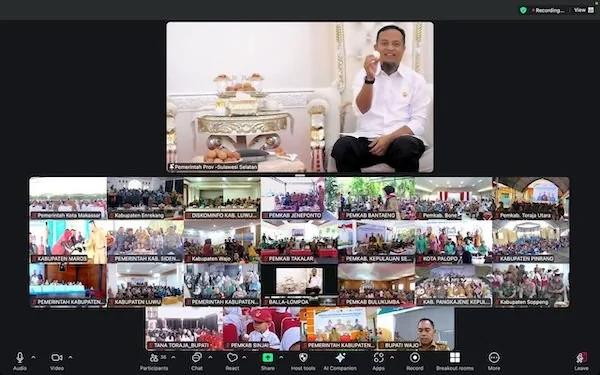 Gubernur Sulawesi Selatan, Andi Sudirman Sulaiman, saat meluncurkan Gerakan Gemar Makan Telur secara serentak (dok. Ist)