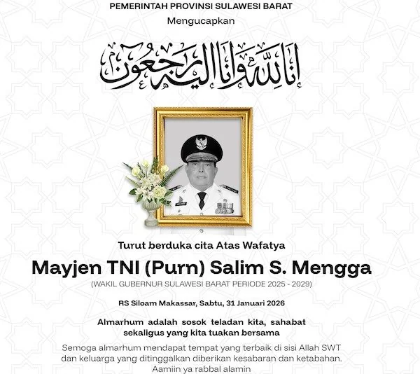 Ucapan belasungkawa Pemprov Sulbar (dok; ist)