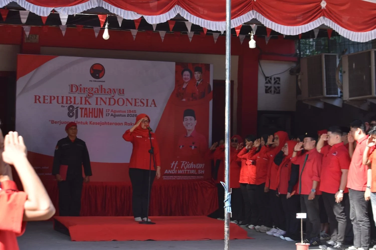 Upacara HUT RI ke-81 yang Digelar PDIP Sulsel (Dok: Ist)