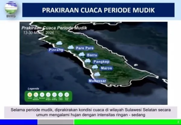 Prakiraan cuaca Sulsel selama periode mudik (Dok: Ist)