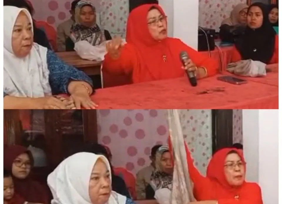 Guru Hj. Nursiah saat memberikan keterangan terkait dugaan penganiayaan yang dialaminya di hadapan jajaran Disdikbud Jeneponto (Dok: Ist)