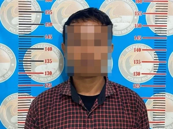Pelaku setelah diamankan pihak SatResnarkoba Polres Majene (Dok : Ist)