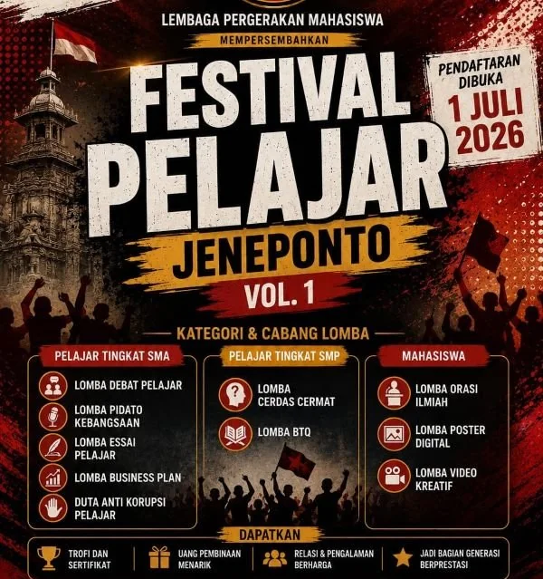 Flyer Festival Pelajar Jeneponto. (Dok: Ist)