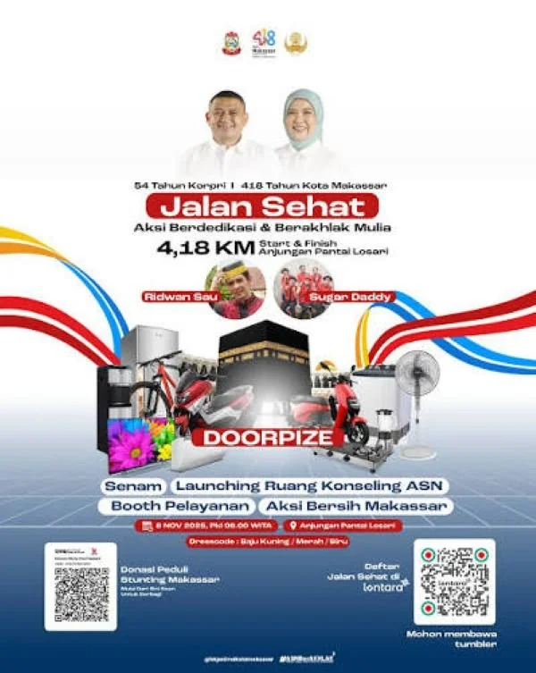 Poster Jalan Santai HUT ke-418 Kota Makassar (Dok: Ist).